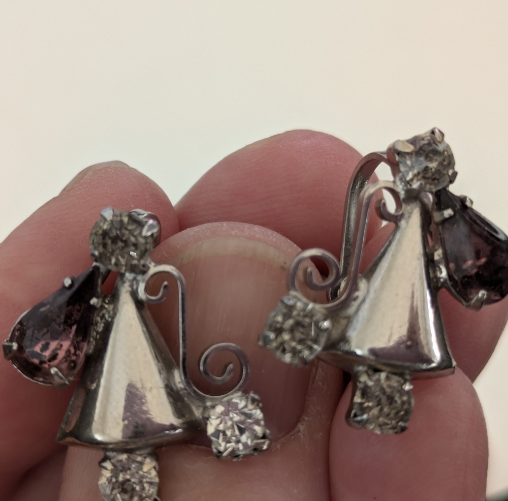 Earings Vintage Elegant Silver and Purple Earrings
